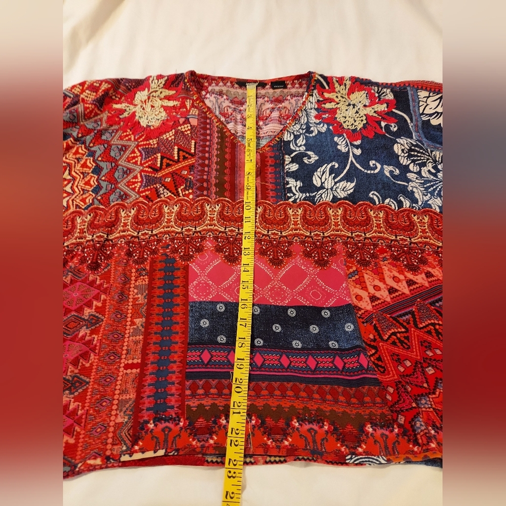 Desigual Boho Multicolor Floral Patchwork Poncho … - image 7